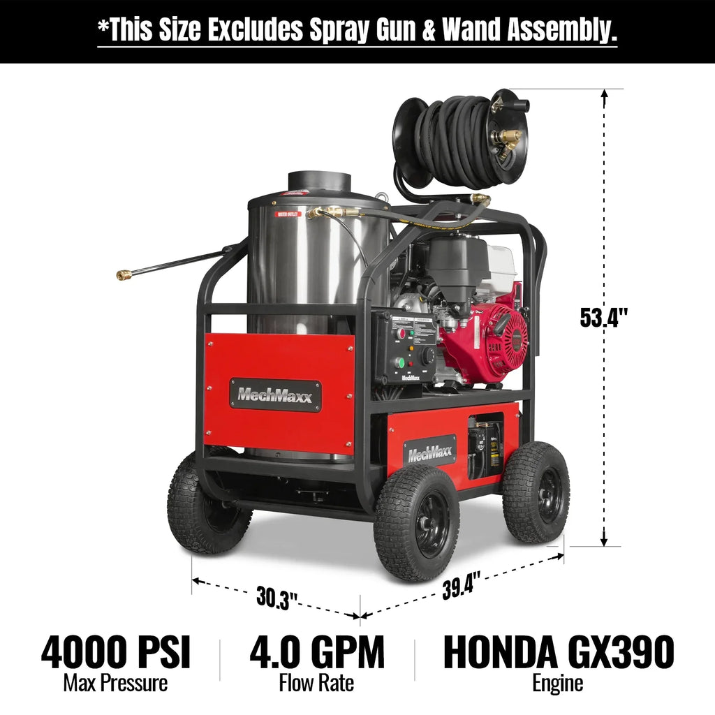 MechMaxx 4000 PSI 4 GPM HONDA E-Start Engine Hot Water Pressure Washer with Hose Reel,  HPW40H