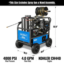 Load image into Gallery viewer, MechMaxx 4000 PSI 4 GPM KOHLER E-Start Engine Hot Water Pressure Washer with Hose Reel,  HPW40K