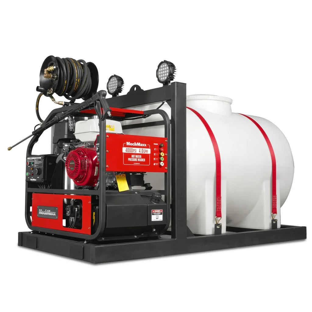MechMaxx 4000 PSI 4 GPM HONDA E-Start Engine Hot Water Pressure Washer Skid Mounted with 245 Gal Tank, HPW40HBT