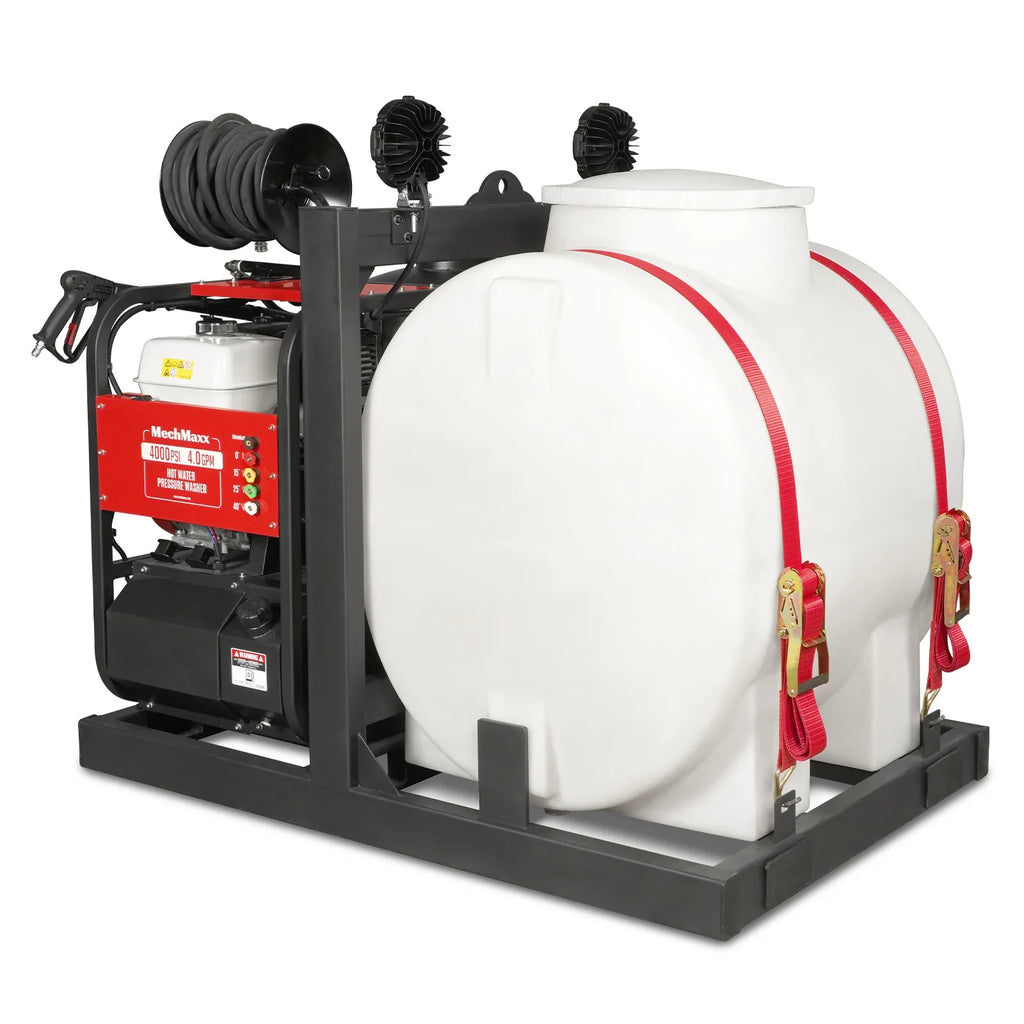 MechMaxx 4000 PSI 4 GPM HONDA E-Start Engine Hot Water Pressure Washer Skid Mounted with 175 Gal Tank,  HPW40HT