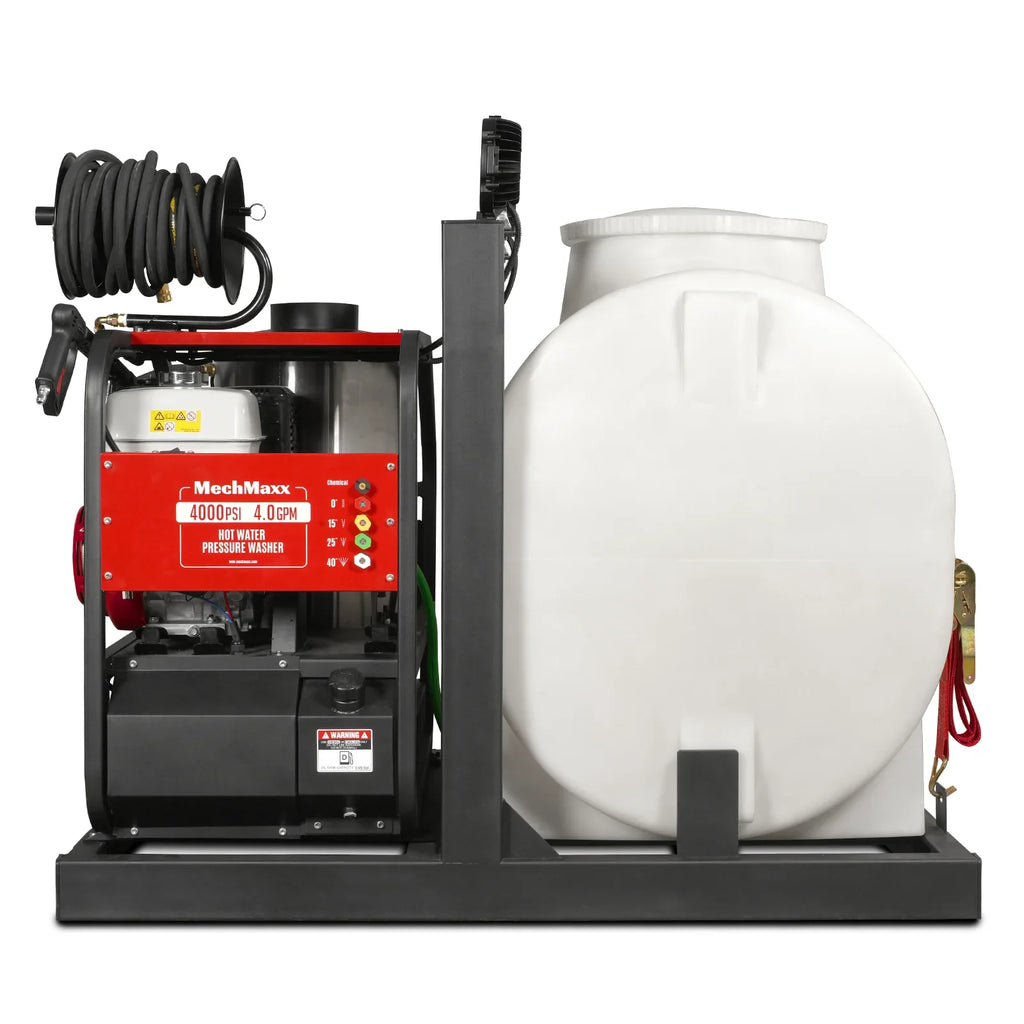MechMaxx 4000 PSI 4 GPM HONDA E-Start Engine Hot Water Pressure Washer Skid Mounted with 175 Gal Tank,  HPW40HT