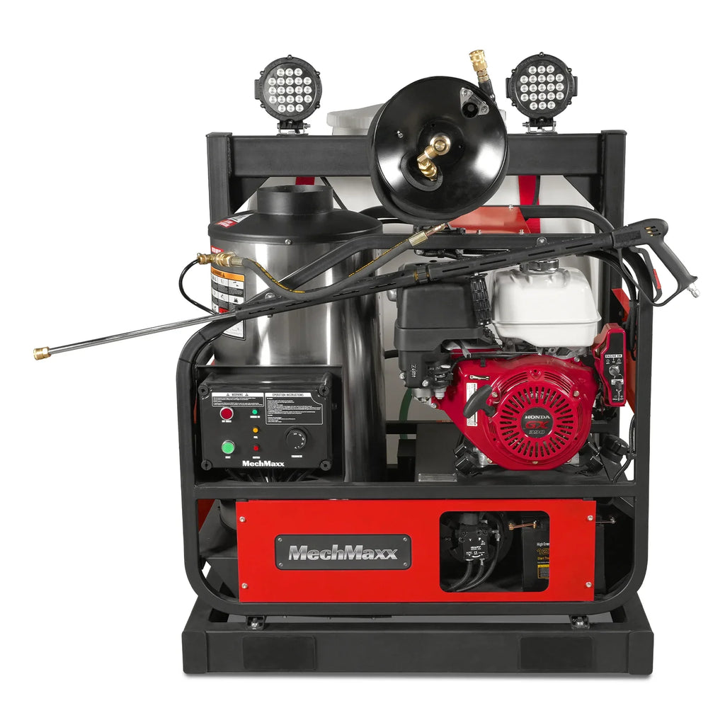 MechMaxx 4000 PSI 4 GPM HONDA E-Start Engine Hot Water Pressure Washer Skid Mounted with 175 Gal Tank,  HPW40HT