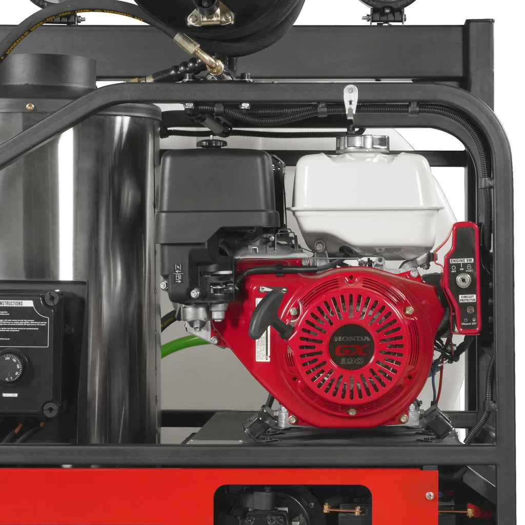 MechMaxx 4000 PSI 4 GPM HONDA E-Start Engine Hot Water Pressure Washer Skid Mounted with 175 Gal Tank,  HPW40HT
