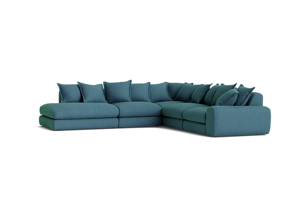 Wodge Modular Chaise Corner Sofa - Large Right Hand - Slubby - Whipped Cream - White