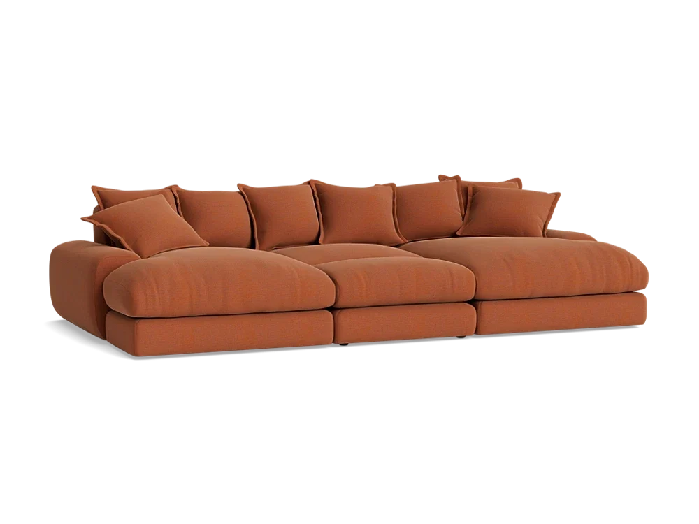 Wodge Chaise Movie Sofa - Cinema - Twill - Whipped Cream - White