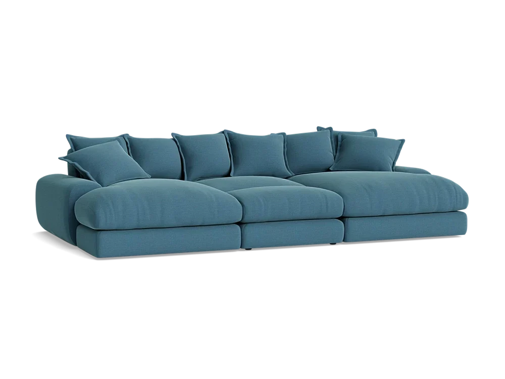 Wodge Chaise Movie Sofa - Cinema - Twill - Whipped Cream - White