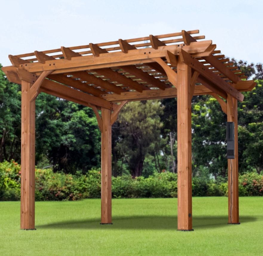 Backyard Discovery Beaumont 10 x 10 ft. Cedar Wood Pergola with PowerPort