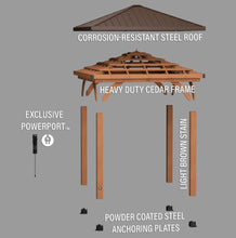 Load image into Gallery viewer, Backyard Discovery Barrington 10 x 10 ft. Cedar Wood Hardtop Gazebo with PowerPort