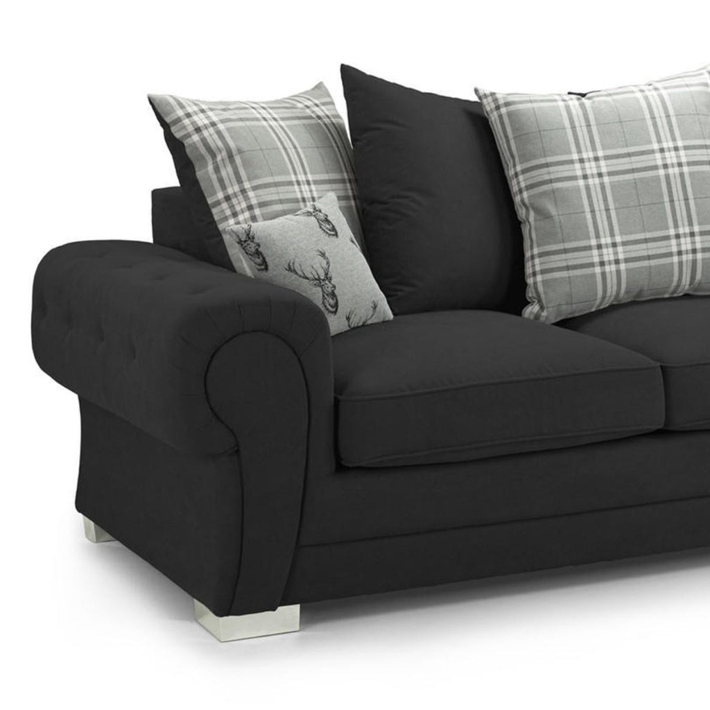 Milan Chesterfield Fabric 3 + 2 Seater Sofa Suite - Scatter Back