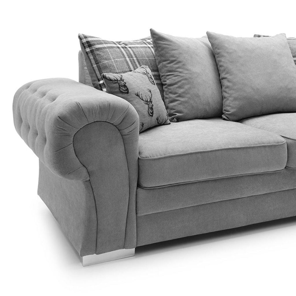 Milan Chesterfield Fabric 3 + 2 Seater Sofa Suite - Scatter Back