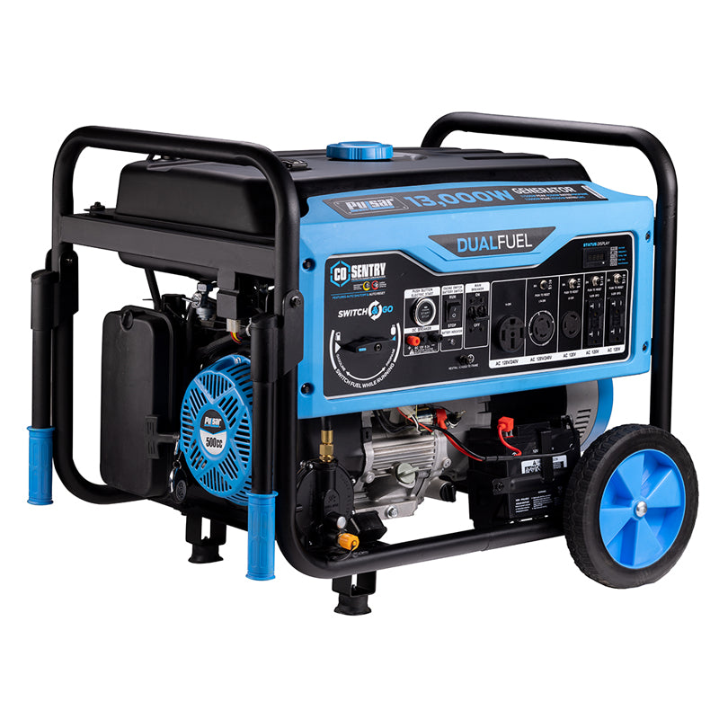 Pulsar PG13000BRCO 13,000-Watt Dual Fuel Generator with Recoil, Remote, & Push Button Start & CO Alert