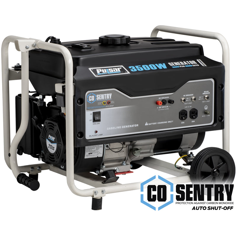 Pulsar PG3500MRCO 3,500-Watt Gasoline Powered Generator with CO Shutdown Sensor and Mobility Kit