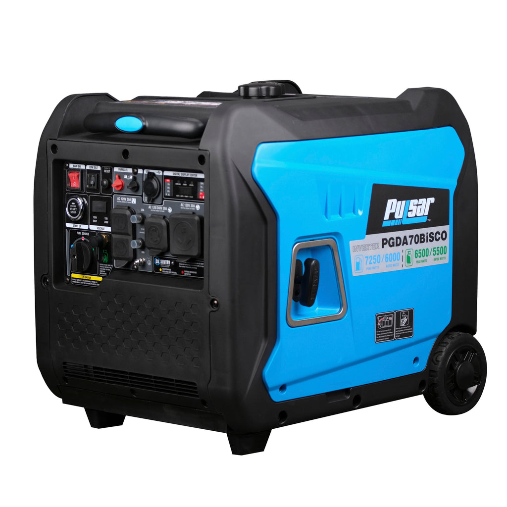 Pulsar PGDA70BISCO 7,250-Watt Super Quiet Dual-Fuel Inverter Generator with CO Alert and Remote Start