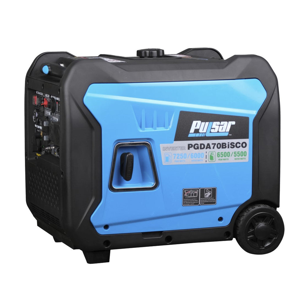 Pulsar PGDA70BISCO 7,250-Watt Super Quiet Dual-Fuel Inverter Generator with CO Alert and Remote Start