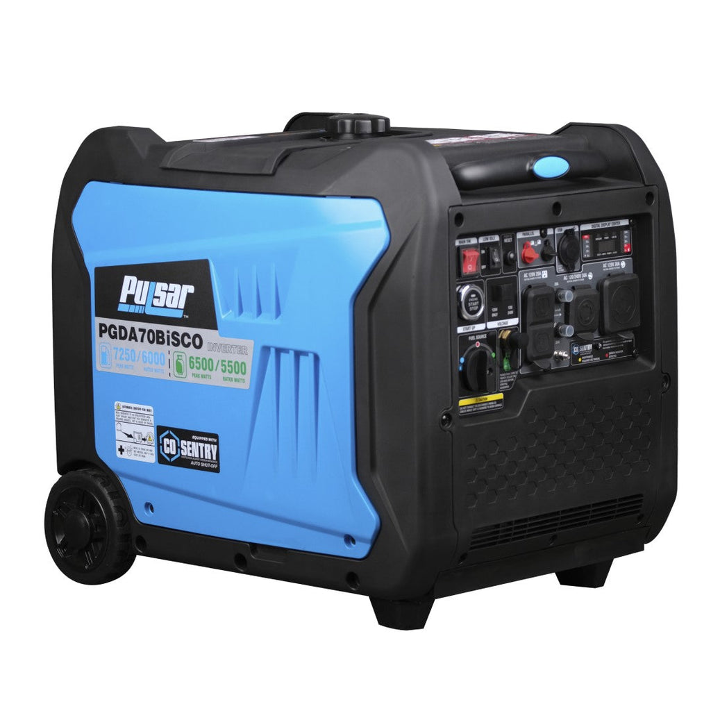 Pulsar PGDA70BISCO 7,250-Watt Super Quiet Dual-Fuel Inverter Generator with CO Alert and Remote Start