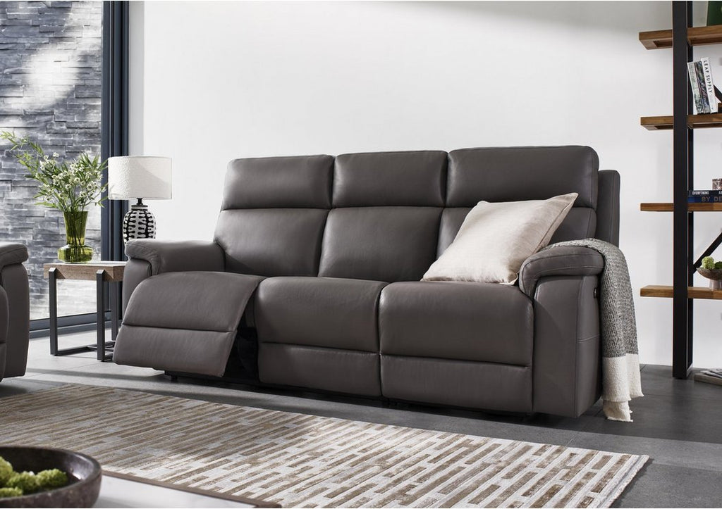Raven Set of Two 3 Seater Leather Power Recliner Sofas
