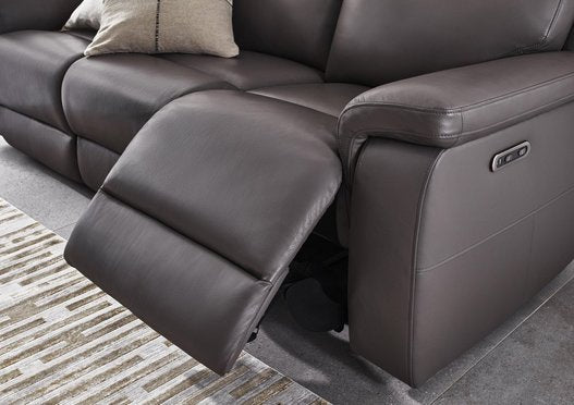 Raven Set of Two 3 Seater Leather Power Recliner Sofas