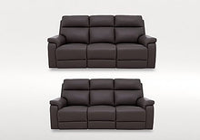 Load image into Gallery viewer, Raven Set of Two 3 Seater Leather Power Recliner Sofas
