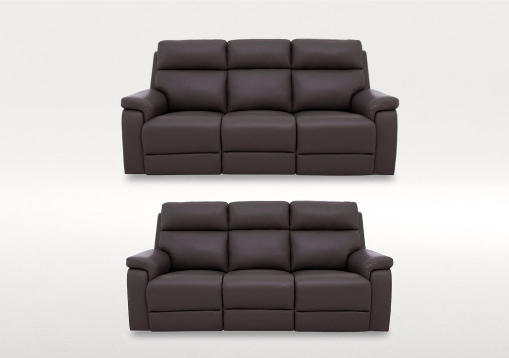 Raven Set of Two 3 Seater Leather Power Recliner Sofas