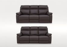 Load image into Gallery viewer, Raven Set of Two 3 Seater Leather Power Recliner Sofas