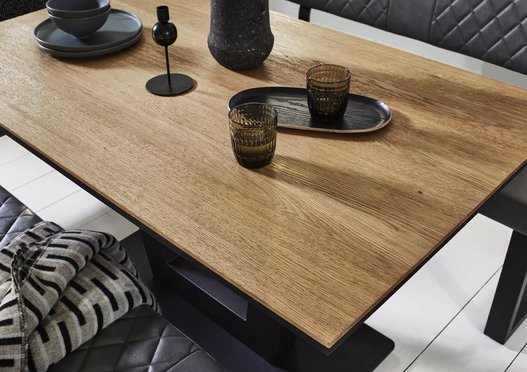 Venus Dining Table, Right Hand Facing Corner Dining Bench and Low Dining Bench