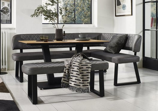 Venus Dining Table, Right Hand Facing Corner Dining Bench and Low Dining Bench