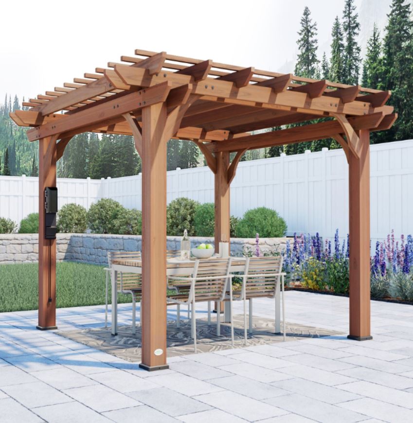 Backyard Discovery Beaumont 10 x 10 ft. Cedar Wood Pergola with PowerPort