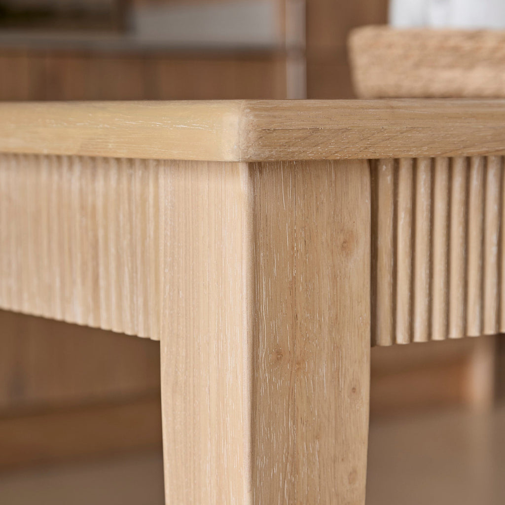 Raleigh Whitewash Oak Rectangular Dining Table Set - 6 Seater - Freya Sand Dining Chairs - Whitewash Oak Legs