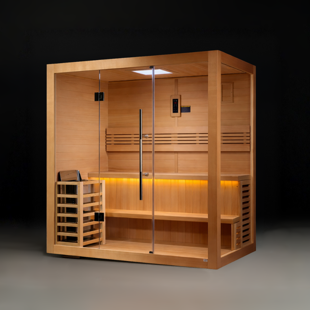 Cedar Barrel Cold Plunge + Solis Traditional Sauna (2-3)