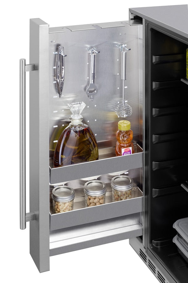 Summit | Shallow Depth 24" Wide Outdoor Built-In Refrigerator with Slide-Out Storage Compartment