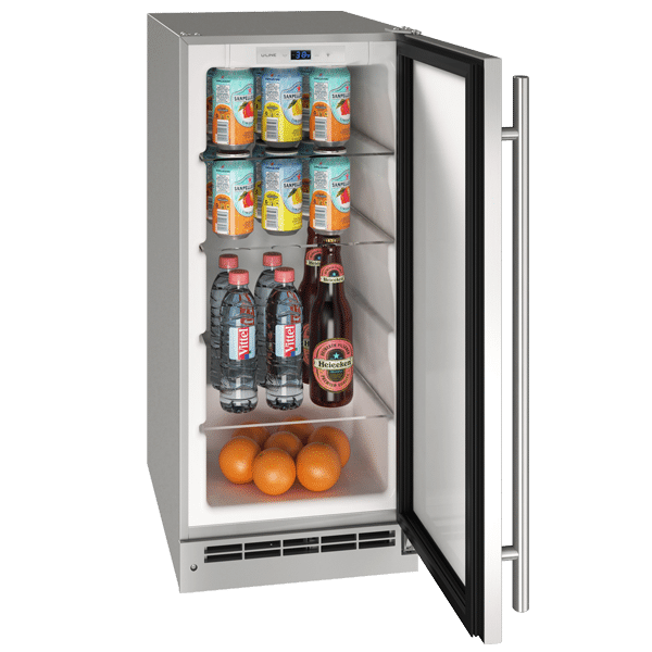 U-Line | 15” 3.1 Cu. Ft. Outdoor Rated Stainless Steel Solid Door Refrigerator with Lock