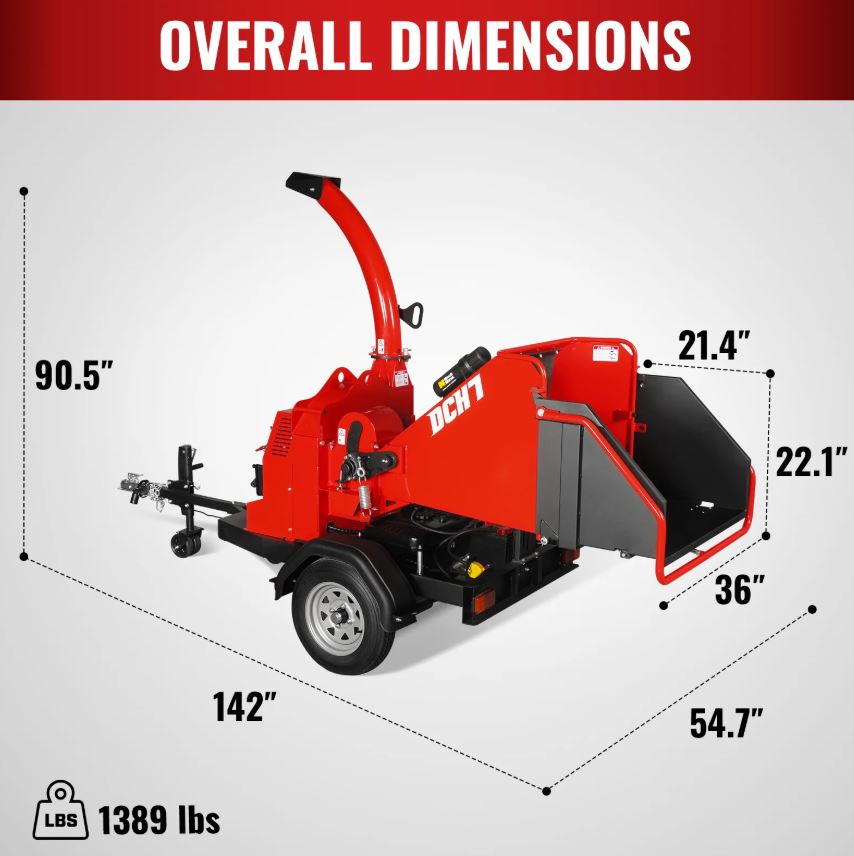 25hp 750cc Twin Cylinder ZONSEN Petrol Engine 7" Hydraulic Feeding Wood Chipper, DCH7