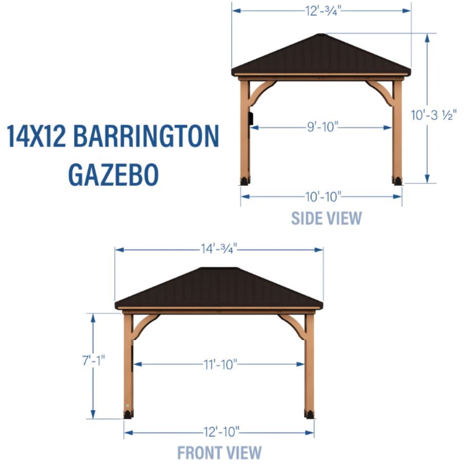 Backyard Discovery Barrington 14×12 Cedar Hardtop Gazebo with Galvanized Steel Roof & PowerPort