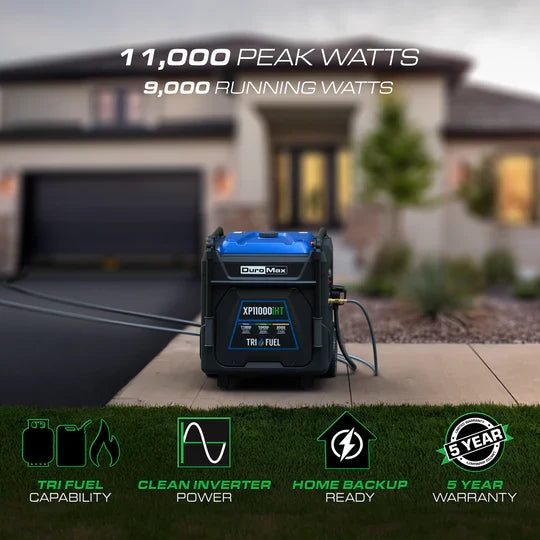 DuroMax XP11000iHT 11,000 Watt Remote Start Tri Fuel Portable Digital Inverter Generator