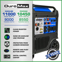Load image into Gallery viewer, DuroMax XP11000iH 11,000 Watt Portable Dual Fuel iH Inverter Generator w/ CO Alert