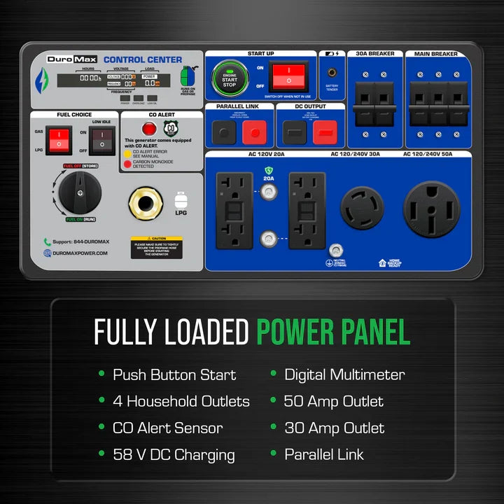 DuroMax XP11000iH 11,000 Watt Portable Dual Fuel iH Inverter Generator w/ CO Alert
