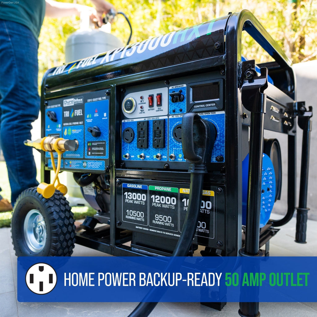 DuroMax XP13000HXT 13,000 Watt Tri Fuel Portable Home Power Backup HXT Generator w/ CO Alert