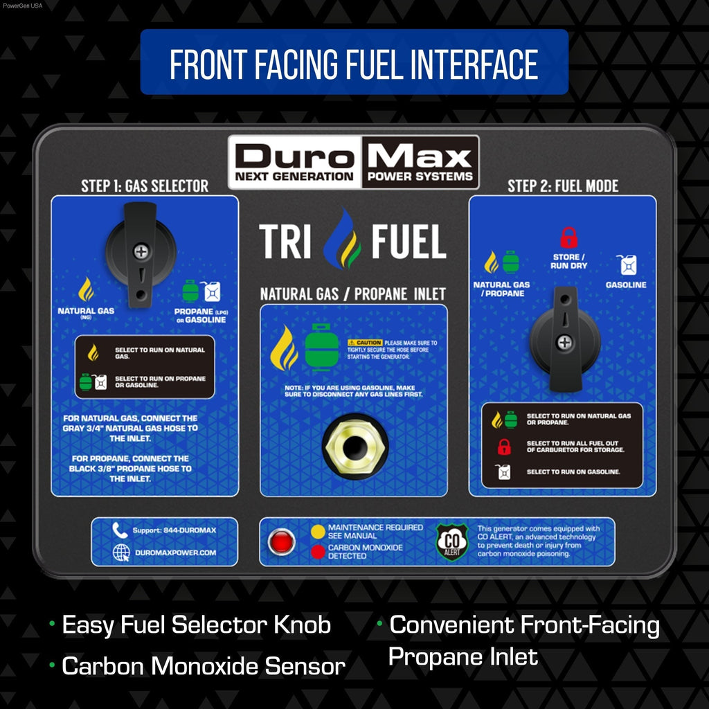 DuroMax XP13000HXT 13,000 Watt Tri Fuel Portable Home Power Backup HXT Generator w/ CO Alert