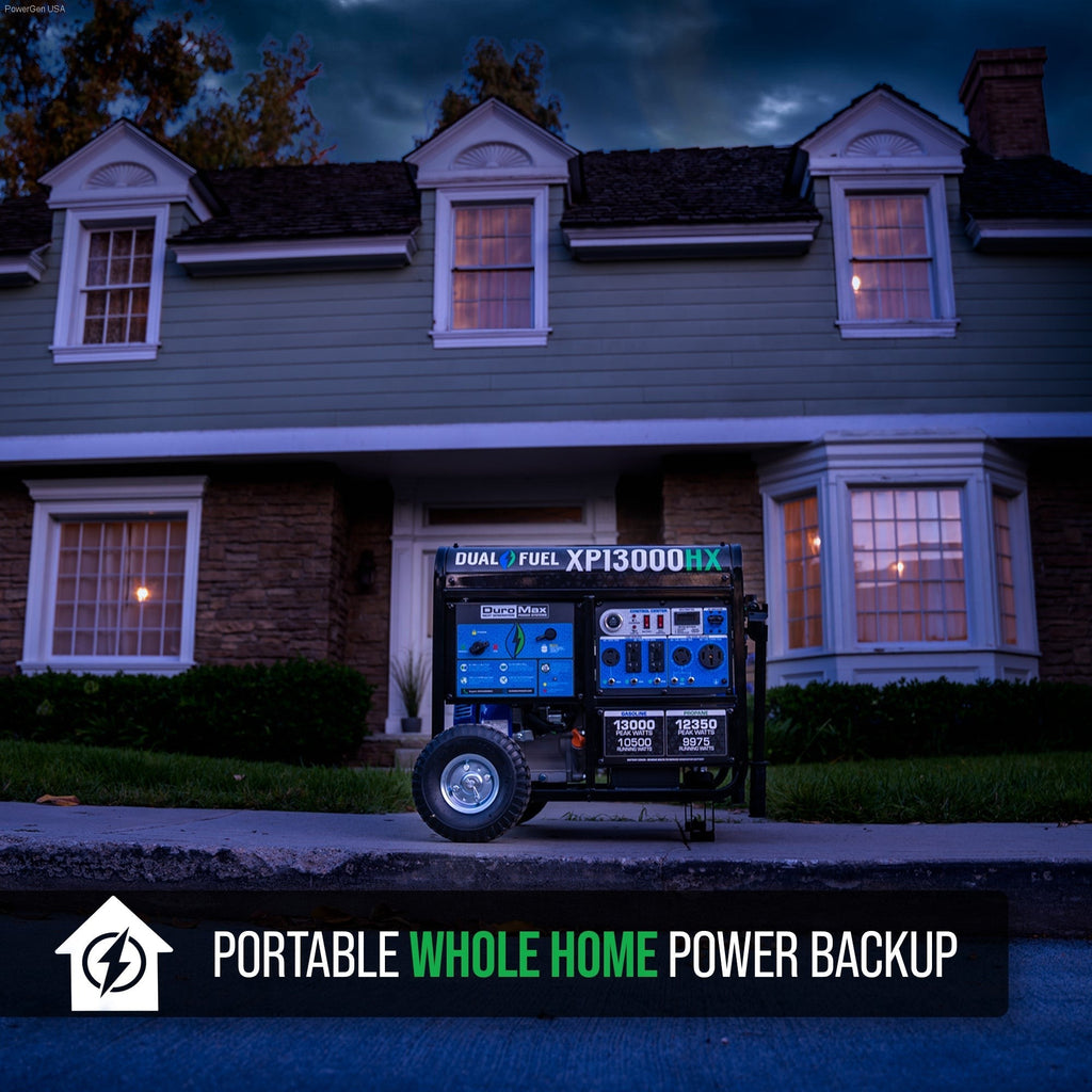 DuroMax XP13000HX Dual Fuel Portable HX Generator 13,000 Watt Home Power Backup with CO Alert