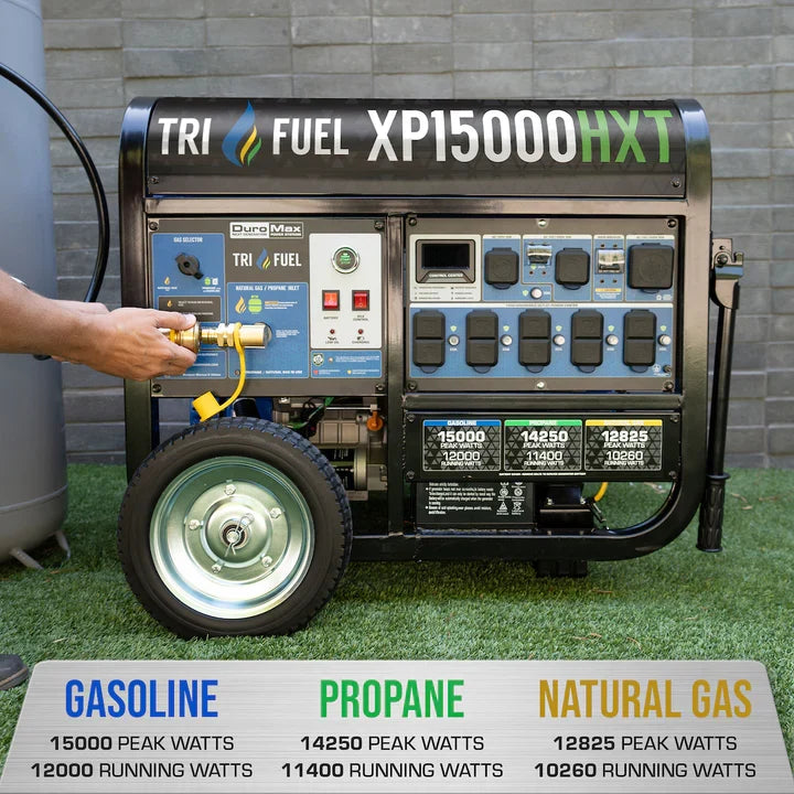 DuroMax XP15000HXT 15,000 Watt Electric Start Tri-Fuel HXT Portable Generator