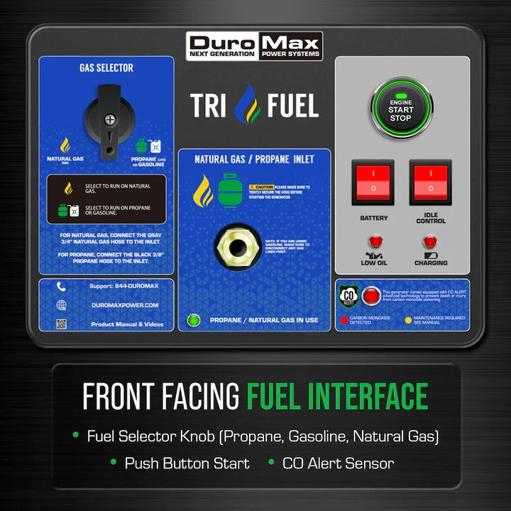 DuroMax XP15000HXT 15,000 Watt Electric Start Tri-Fuel HXT Portable Generator