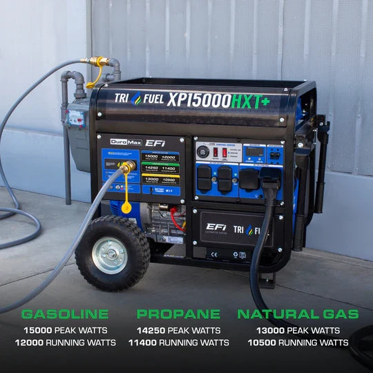 DuroMax XP15000HXT+ 15,000-Watt/12,000-Watt 500cc Electric Start TriFuel EFI Portable Generator
