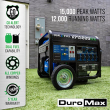 Load image into Gallery viewer, DuroMax XP15000HX 15,000 Watt Electric Start Dual Fuel HX Portable Generator