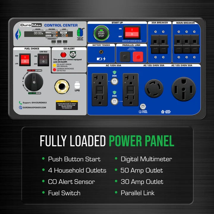 DuroMax XP9500iH 9,500 Watt Portable Dual Fuel iH Inverter Generator w/ CO Alert - PowerGen USA