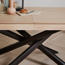 Load image into Gallery viewer, Amelia Whitewash Extendable Dining Table Set - 6 Seater - Freya Sand Carver Chairs - Black Legs