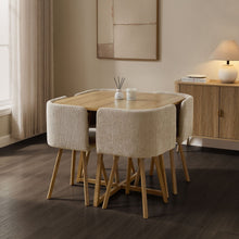 Load image into Gallery viewer, Ava Space Saver 4 Seater Dining Table and Chairs - Mushroom