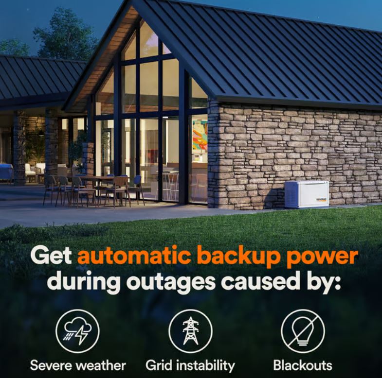 Generac Guardian 14kW Home Generator, Transfer Switch & WiFi Monitoring, Guardian Series