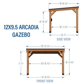 Backyard Discovery 12′ x 9.5′ Arcadia Slope Roof Cedar Gazebo with PowerPort