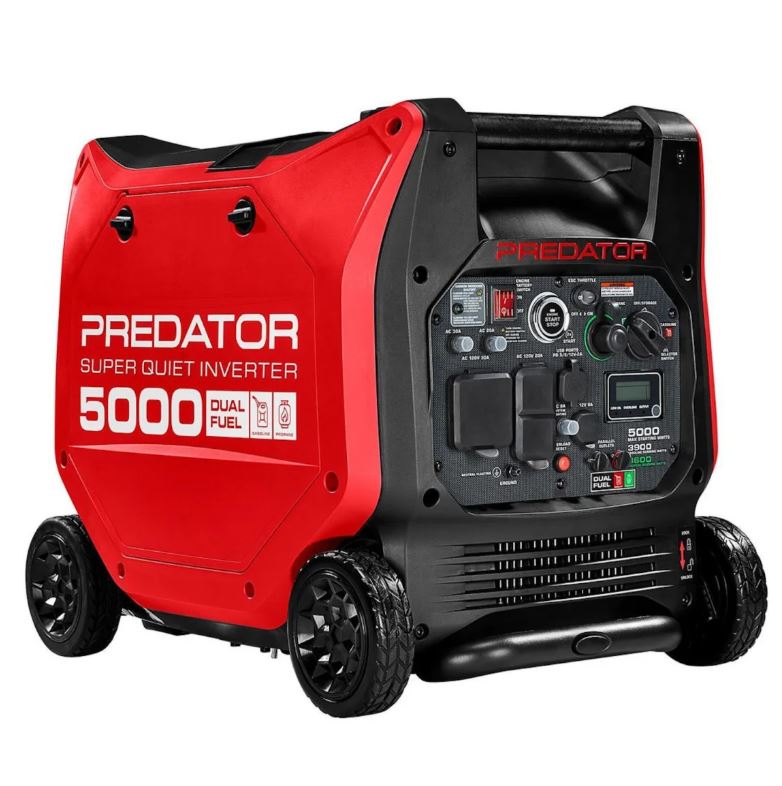 Predator 5000 Watt Dual-Fuel Super Quiet Inverter Generator with Remote Start and CO Secure Technology