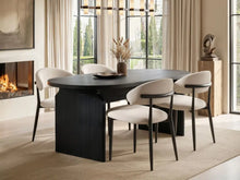 Load image into Gallery viewer, SOLACE+CO Varm &amp; Cyra Black Dining Table Set with Beige Chenille Chairs Table + 4 Chairs